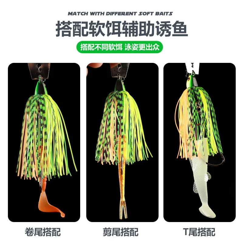 3 uds tablero de bloqueo de agua chico barbudo 14g 10cm lentejuelas giratorias gancho de plomo en forma de pez cebo falso biomimético para cebo de pesca negro - imagen 5