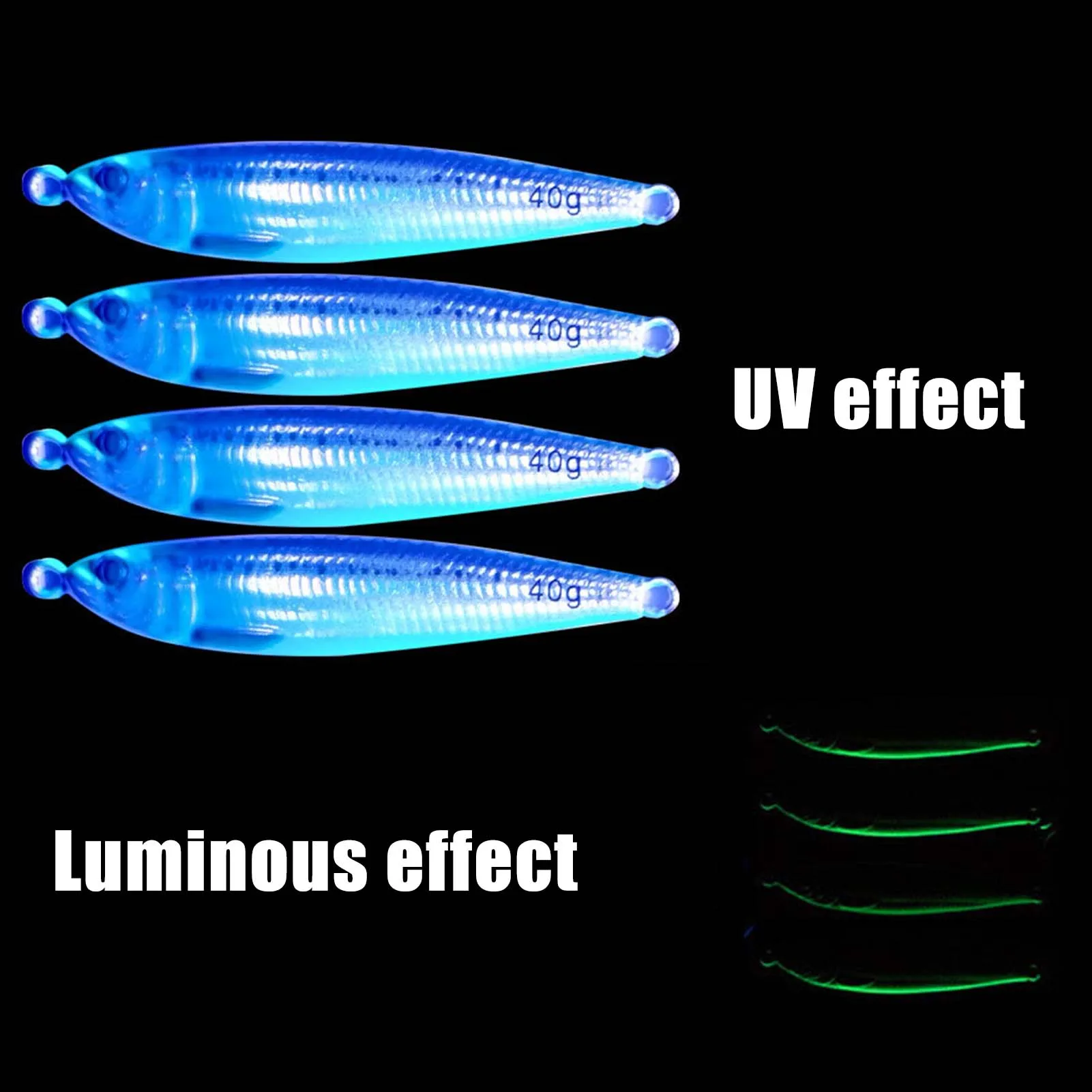 Señuelos de placa de hierro de hundimiento rápido, Señuelos de Pesca luminosos, cebos falsos portátiles, ultraligeros, para exteriores - imagen 3