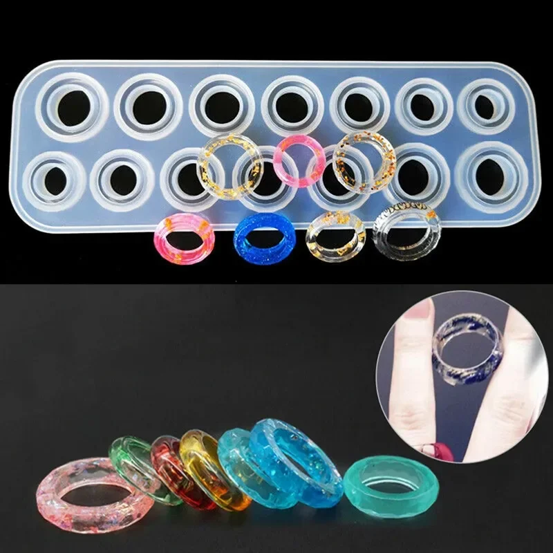 Colección de moldes de anillos hechos a mano de 14 agujeros, fabricación artesanal de anillos, joyería, molde de silicona, molde de epoxi de cristal, resina epoxi para fabricación de joyas - imagen 2