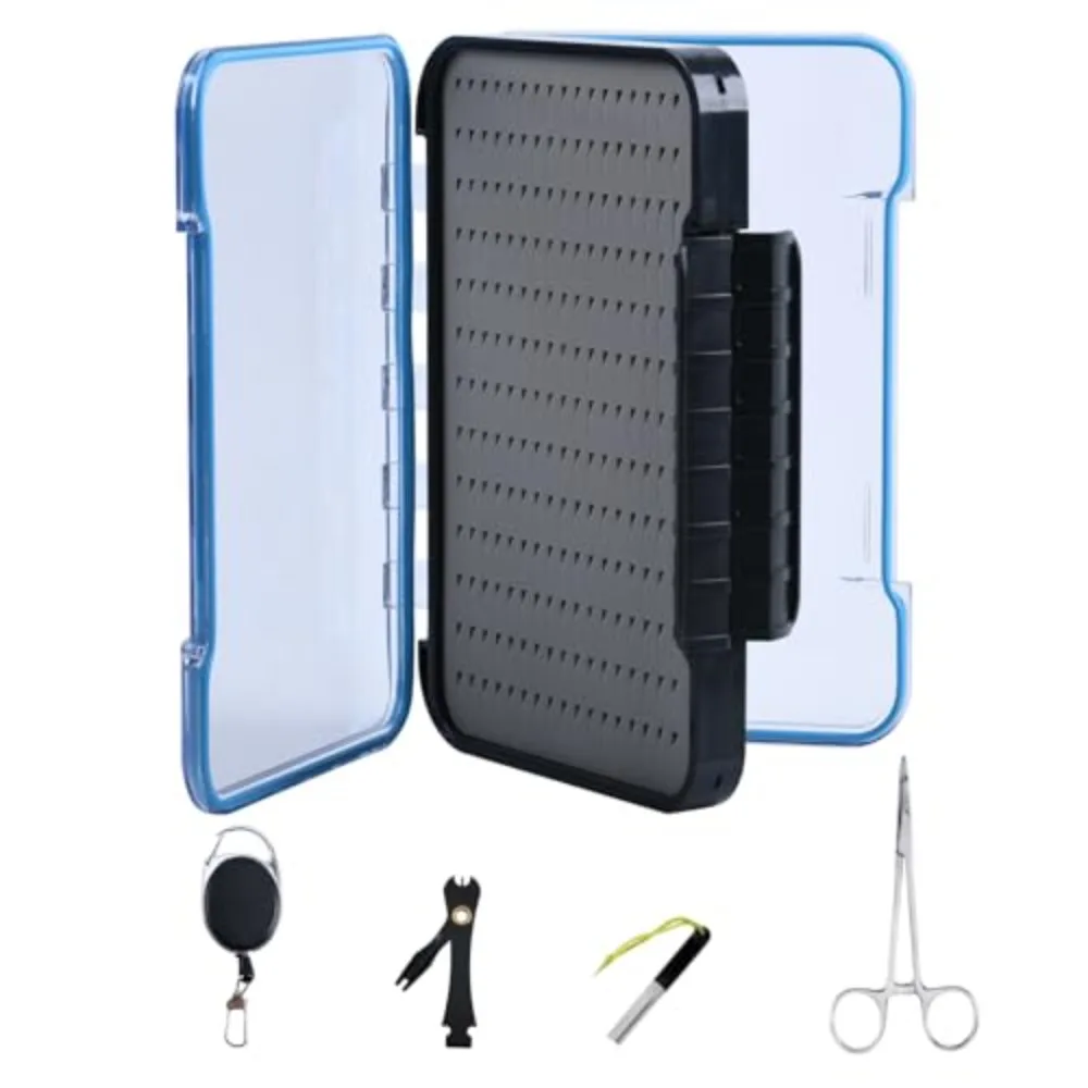 Goture Kit Pesca a la Mosca: Caja Doble Cara y Herramientas