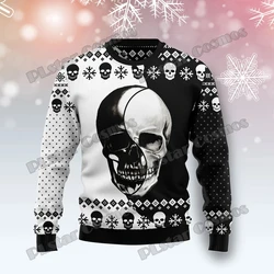 KMY17 Suéter Navidad 3D Cráneo Yinyang Jersey Punto Invierno