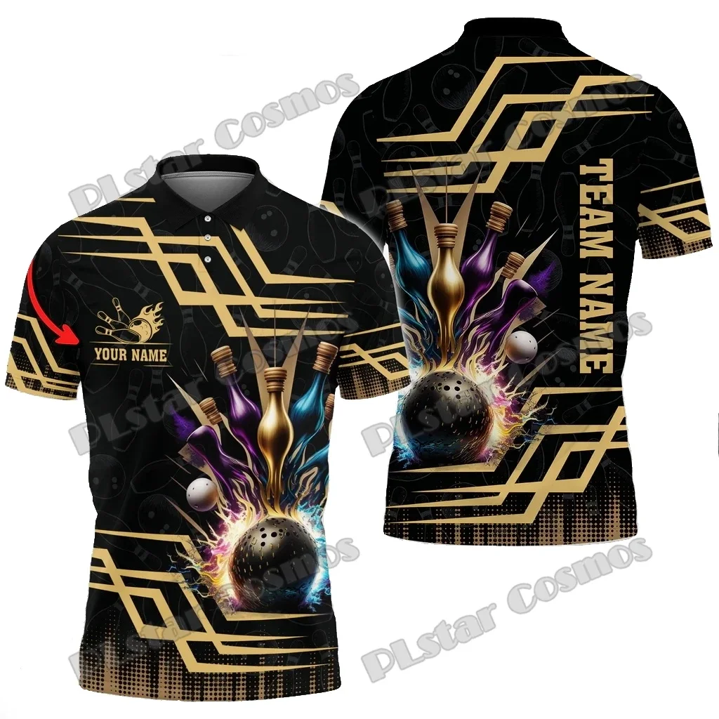 Polos de bolos y alfileres reales Multicolor con nombre personalizado impreso en 3D para hombre, Polo informal de verano Unisex Premium PLP62 - imagen 2