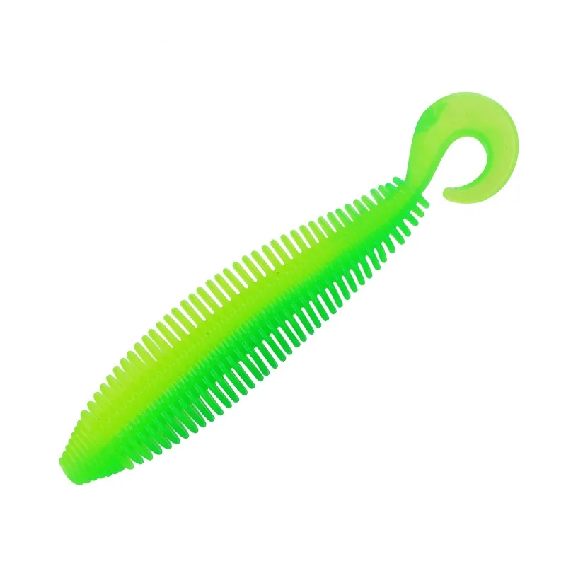 Señuelo de pesca suave, cebo Artificial de gusano de microranura, cola de Hoz TPE, 10cm, 5g, lentejuelas reflectantes, lote de atracción, 5 piezas - imagen 2