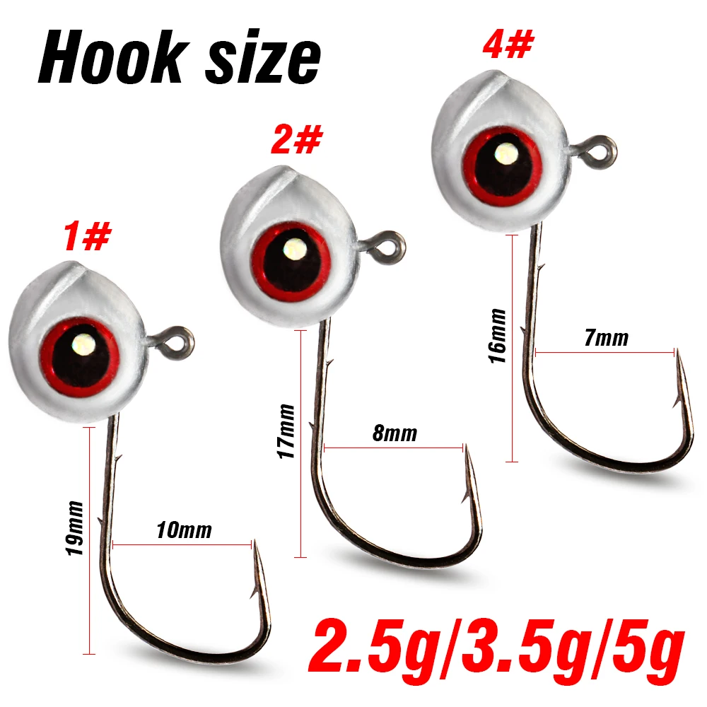 5-20 piezas anzuelos con cabeza de anzuelo de ojo de pez grande 2,5g 3,5g 5g vástago de púas raíz Ned Rig Pesca Kit de señuelo suave aparejos de Pesca anzuelo - imagen 2