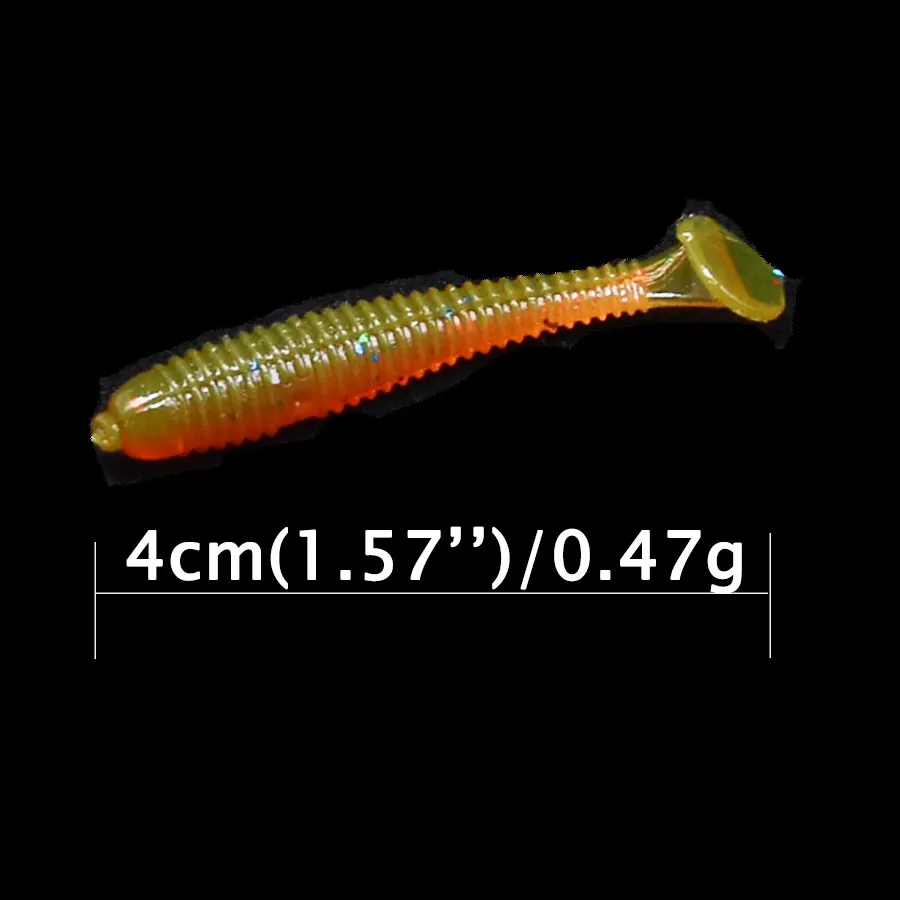 Señuelo de pesca de plástico suave, cebo de gusano pequeño Ttail, wobbler de natación, isca, carpa, 100 unidades, 4cm, 0,47g - imagen 3