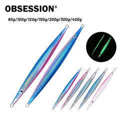 OBSESSION J19-cebo de Jigging de Metal para pesca en agua salada, 80g-400g, plantillas de hundimiento de caída rápida, señuelos luminosos duros para pesca en el mar, Jigbait de Metal