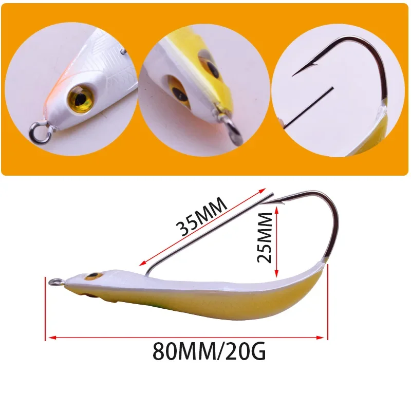 Cebo duro antihitch para pargo, 8cm, 20g, cuchara giratoria, Wobblers, Señuelos de pesca en hielo que se hunden en invierno, Crankbait para agua salada, 1 ud. - imagen 2