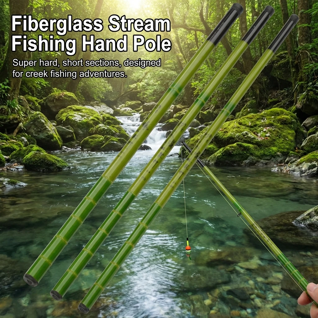 Caña fibra vidrio corta ligera resistente para pesca trucha en arroyos - imagen 3