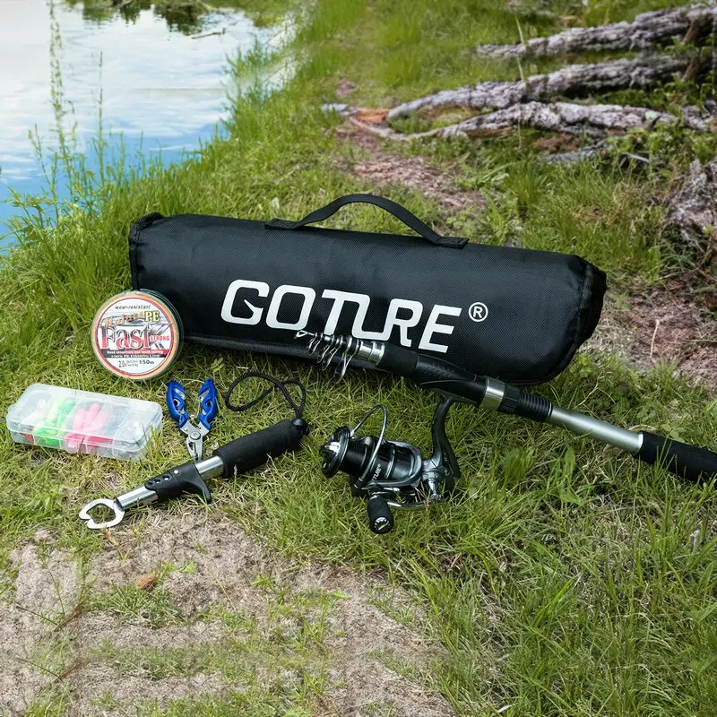 Goture 2,1 M 2,4 M 2,7 M caña giratoria de fibra de carbono caña de pescar telescópica señuelo alimentador varilla Max 8kg resistencia aparejos de Pesca con bolsa - imagen 5