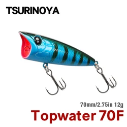 TSURINOYA 70F Señuelo popper topwater para lucio - Cebo duro flotante