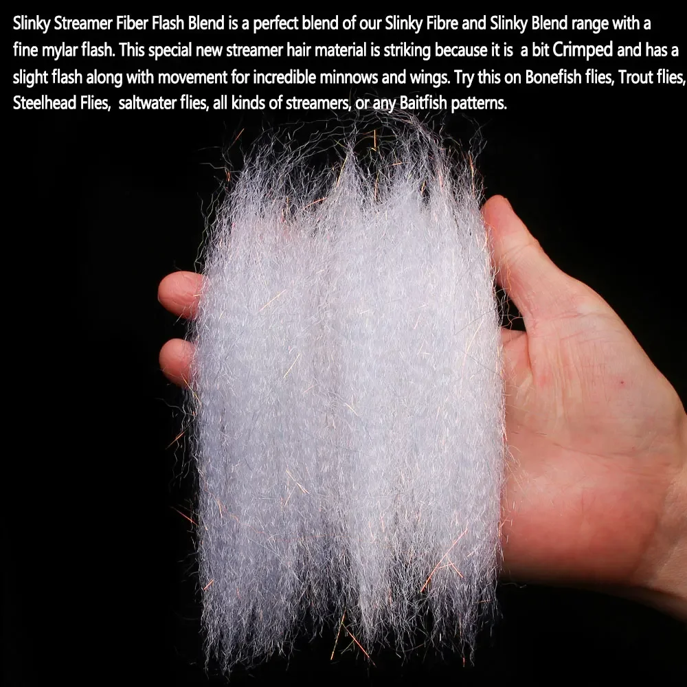 Bimoo 5 g/paquete 9 cm/3,54 pulgadas de largo Slinky Streamer fibra Flash mezcla agua salada Streamer cebo pez pececillo trucha atado de moscas Material - imagen 5