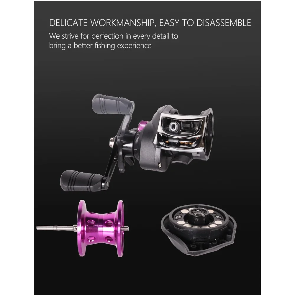 Carrete de pesca carrete de Baitcasting ligero 18 + 1 con arrastre de fibra de carbono de 10kg con relación de engranaje 7,2:1 de alta velocidad carretes Baitcaster - imagen 3