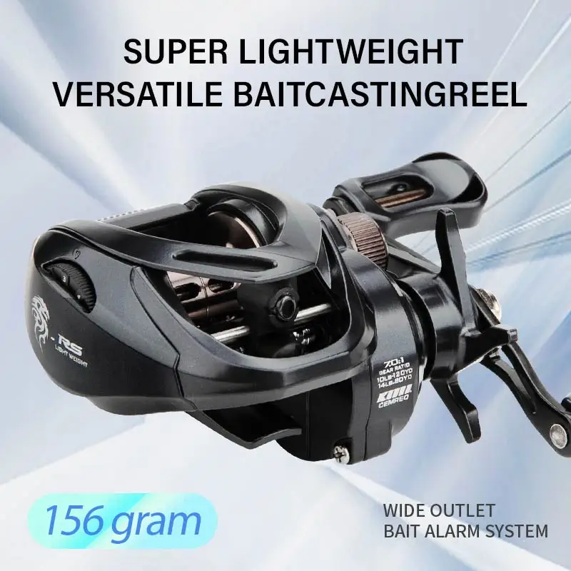 Carrete de pesca de fundición de cebo, sistema de freno magnético de arrastre de 7kg, 7,0:1, aparejos de pesca ultraligeros, pesca de carpa, trucha y lubina