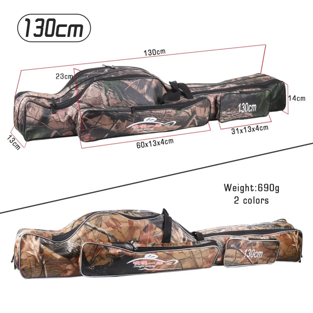 Sougayilang-bolsa de pesca de 120cm y 130CM, bolsa de nailon impermeable de gran capacidad, bolsa de caña de pescar de camuflaje, funda de carrete, bolsas de aparejos de pesca - imagen 4