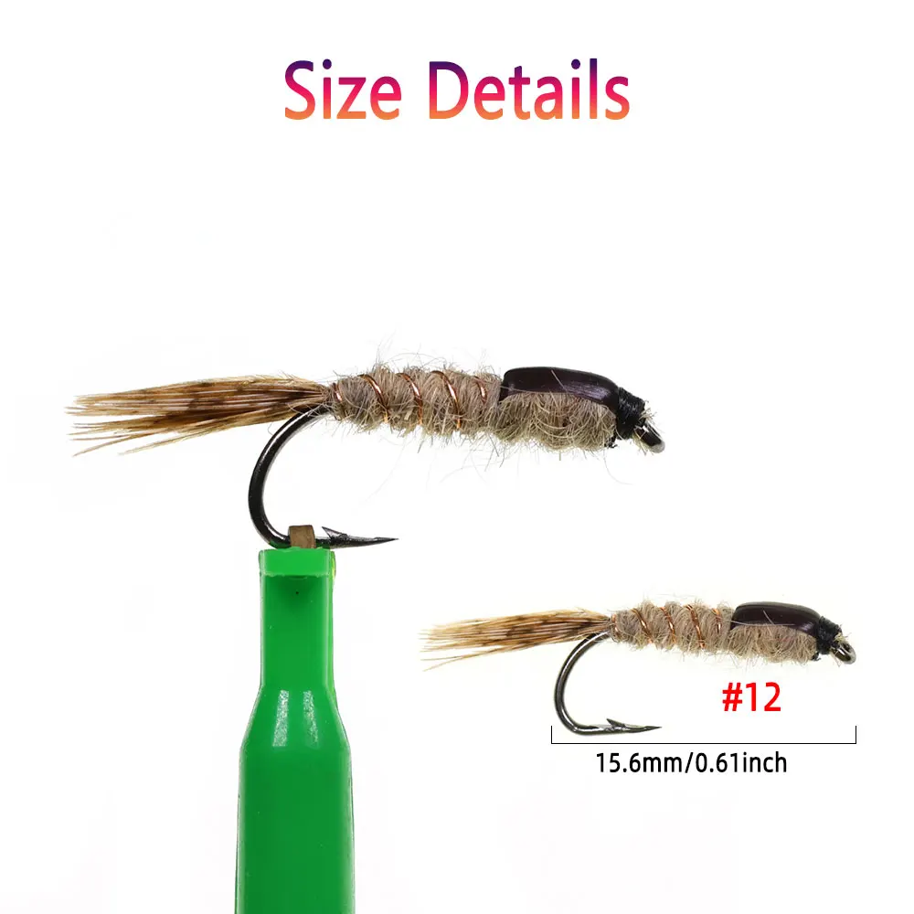Bimoo 3/6PCS # 12 cola de faisán oreja de liebre ninfa mosca con púas mosca húmeda Artificial para trucha Grayling Panfish perca Señuelos de pesca - imagen 4