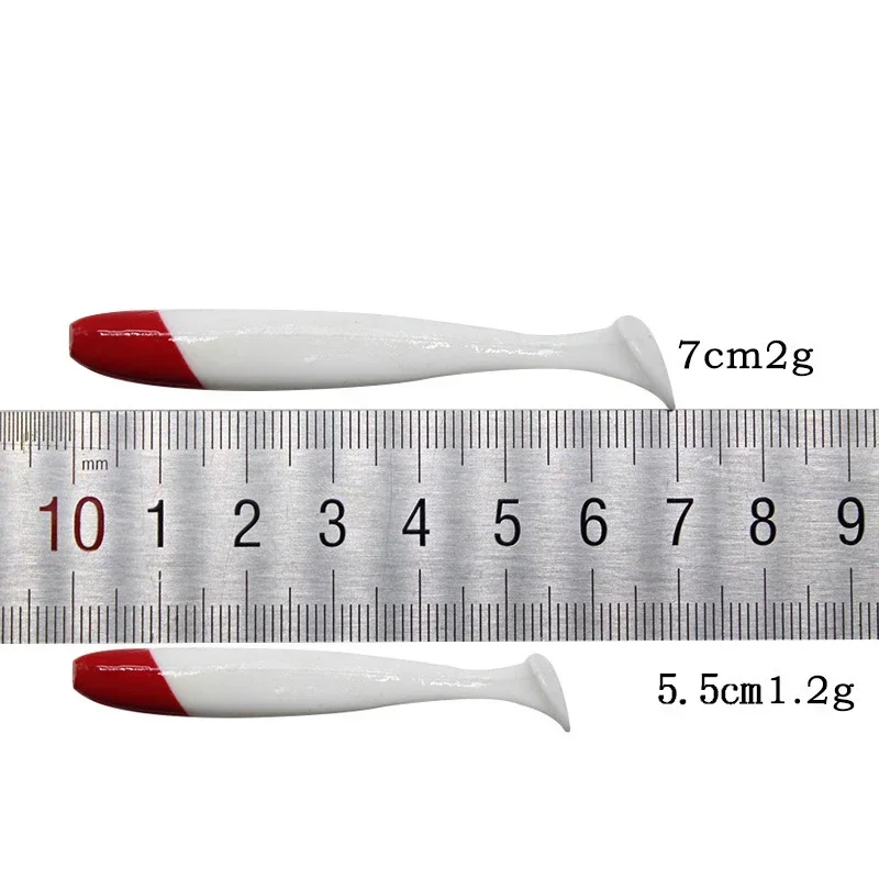 Señuelos de pesca de silicona, 5,5-12cm, 10 Uds., cola larga, Wobbler, cebo suave para peces, ojo 3D Abdominal con ranura para anzuelo, cebos blandos, aparejos de lubina - imagen 5