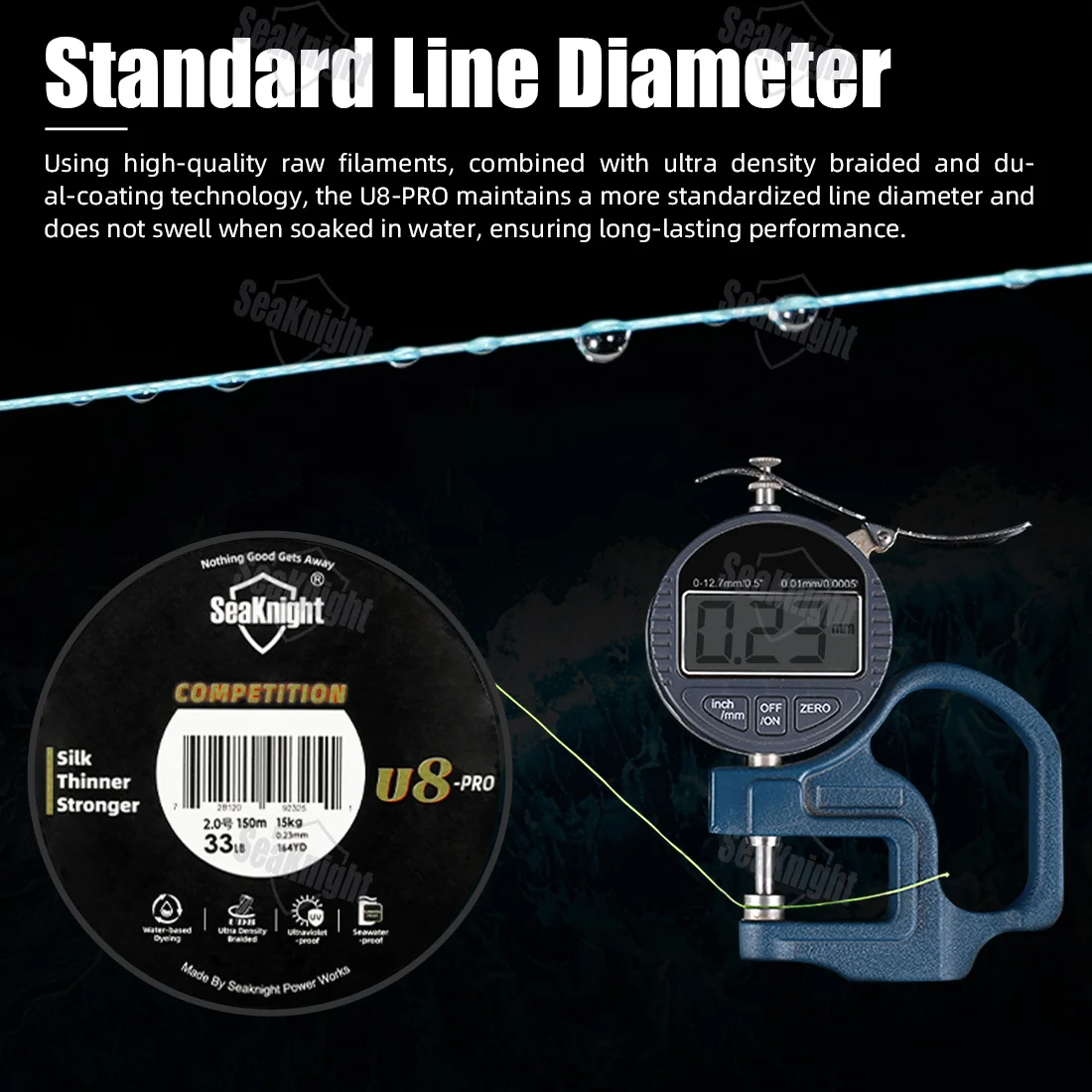 SeaKnight marca competición U8 Pro 8 hebras línea de pesca trenzada 150M súper fino 15-45LB recubierto F + revestimiento anti-UV a prueba de agua de mar - imagen 2