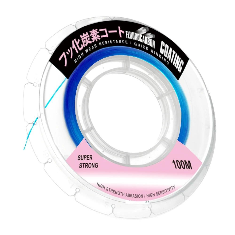 ZUKIBO-sedal de pesca con revestimiento de fluorocarbono 100% azul, alta resistencia, 100M, 200M, 300M, 500M, 1000M, línea de monofilamento líder de carbono japonés