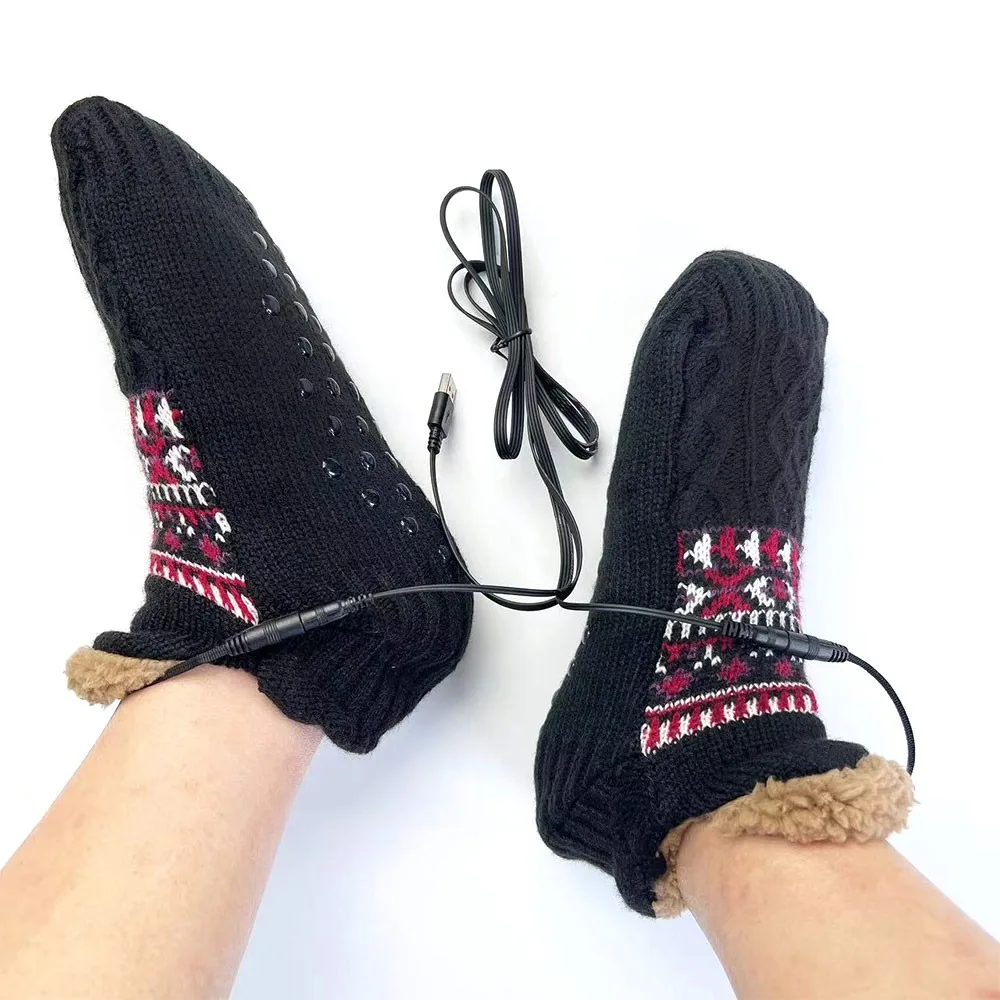 Calcetines calentados por USB cálidos para invierno, calcetines cálidos eléctricos suaves de calentamiento rápido, calcetines térmicos eléctricos calentados para deportes al aire libre