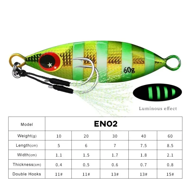 Inchiku-señuelo de cuchara de plantilla de Metal, cebo biónico Artificial duro para pesca de lubina, atún, agua salada, Jigging lento, 6 piezas, 10-60g - imagen 2