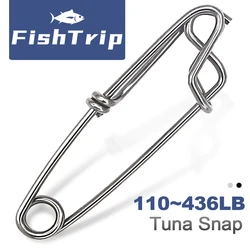 FishTrip-Clips a presión para pesca palangre, flotador de acero inoxidable, atún, palangre, tiburón, perchas de ramas palangre, broche plateado