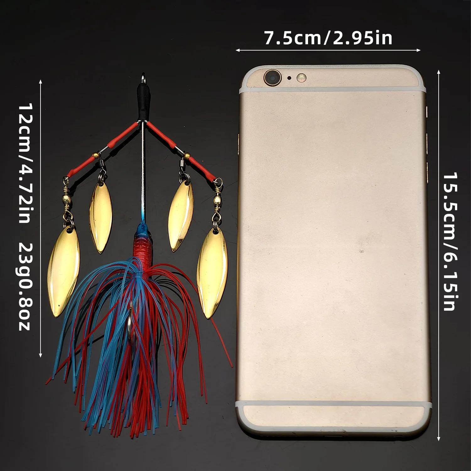 ANFS-señuelo de pesca con múltiples hojas, cebo giratorio para pesca de lubina, trucha, salmón, Spinnerbaits de Metal duro, 1 ud. - imagen 3