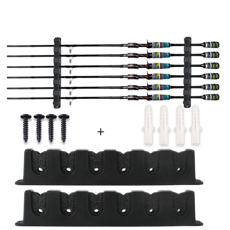 Aea-Barra de mano multifuncional montada en la pared, estante de colección de 6 agujeros, aparejos de pesca, estante Atorage - imagen 2