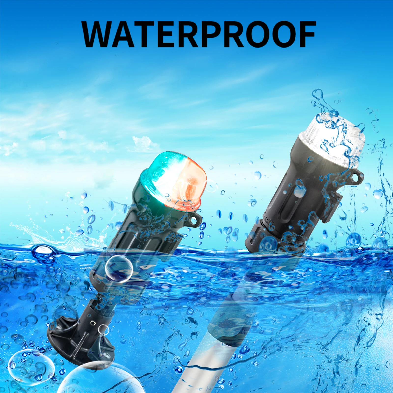 Luces de navegación con batería para barcos Luces telescópicas para barcos Arco y popa, 30-52,4 pulgadas, base fija, para kayak, barcos - imagen 4