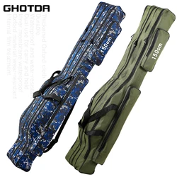 150/130/120/110CM tela Oxford plegable caña de pescar estuche con cremallera bolsas de aparejos de pesca bolsa de almacenamiento soporte para pesca 2/3 capas
