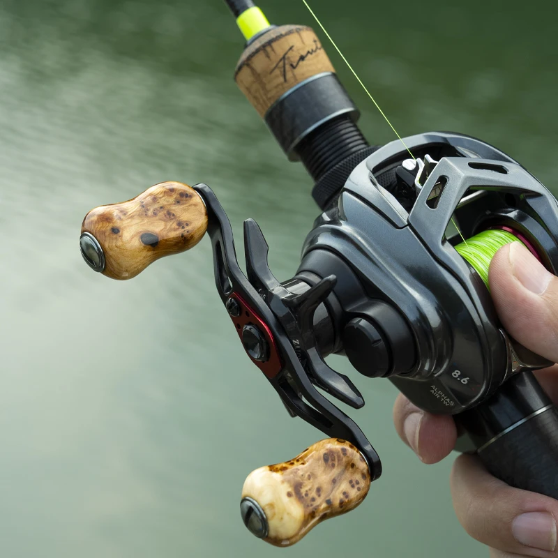 1 Uds. Mango de madera maciza, brazo de rueda de pesca, mango de Metal, detalles de carrete de pesca, bola modificada de registro de calidad destacada - imagen 5