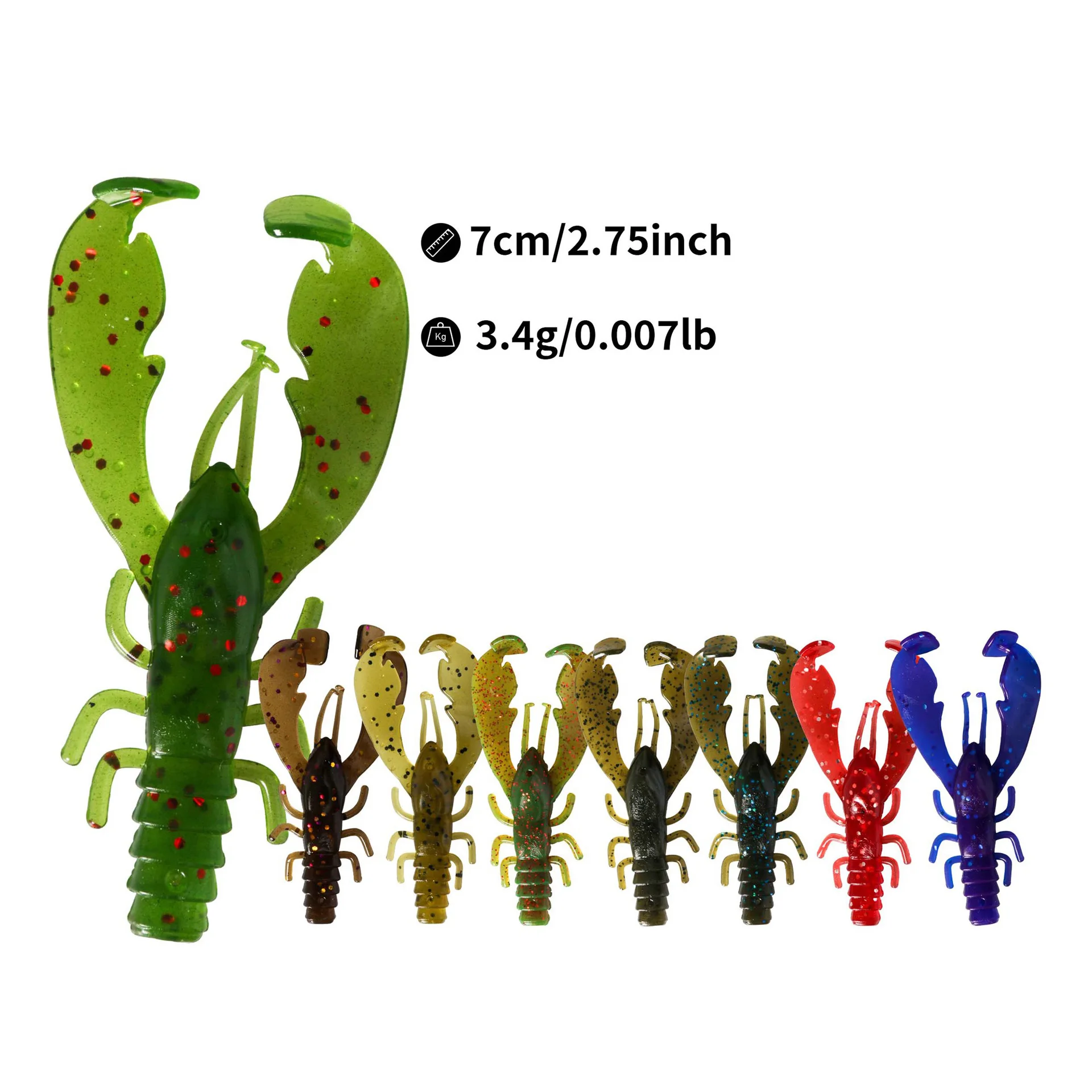 Cebo blando de 5 unids/pack, cebo flotante de camarón de 7cm, cebo biónico Fshing, lubina a rayas - imagen 2