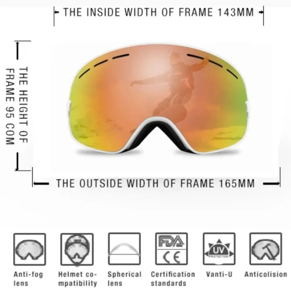 Gafas de esquí de doble capa, lentes galvanizadas, antiniebla, para motos de nieve, a prueba de arena, ajustables, para Snowboard y esquí, ciclismo - imagen 5