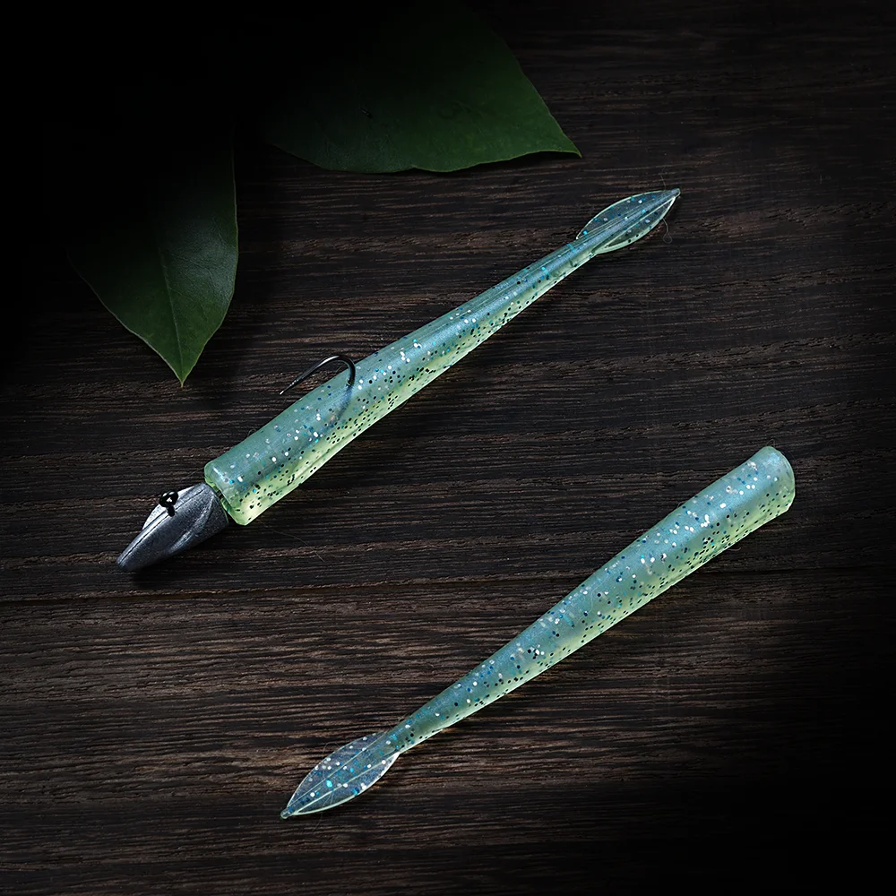 11 Uds. (cebo suave, 7 Uds. Y 4 Uds. Cabeza de anzuelo) combos de pececillo con cabeza de plantilla de 3,02 "para enrollar y dardos, cebo de natación de PVC para Lucio de lubina - imagen 3