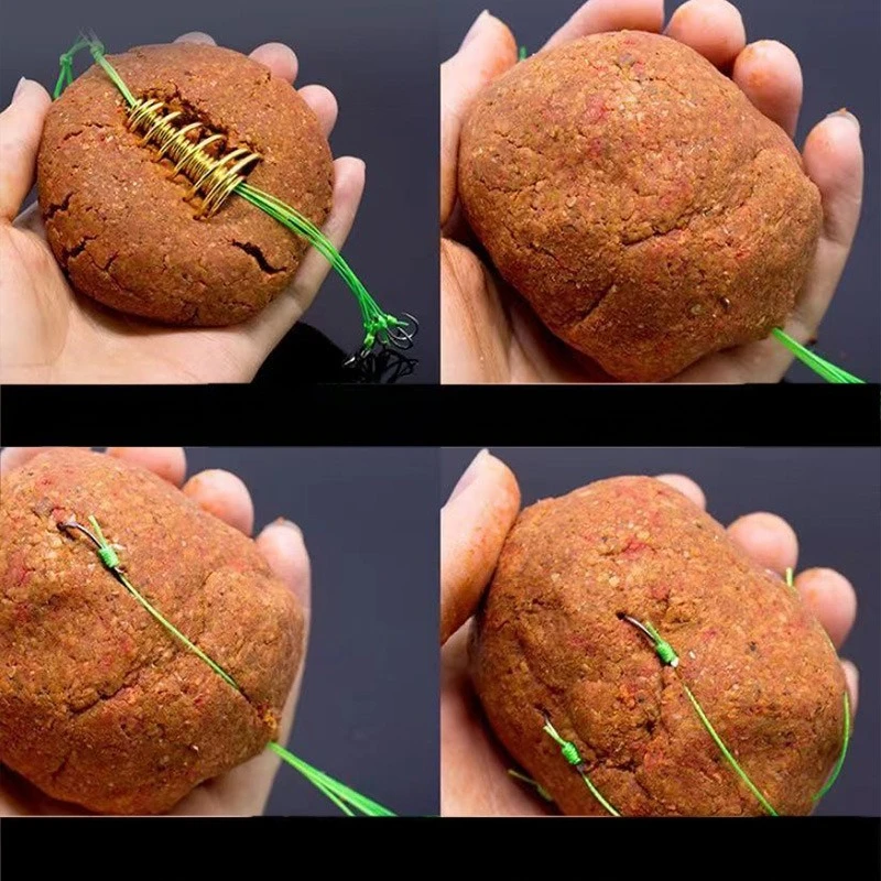 Juego de anzuelos de pesca explosivos con resorte, jaula de cebo con resorte giratorio de alta velocidad, acero al carbono, Universal para todos los pescadores, 4 Uds. - imagen 3