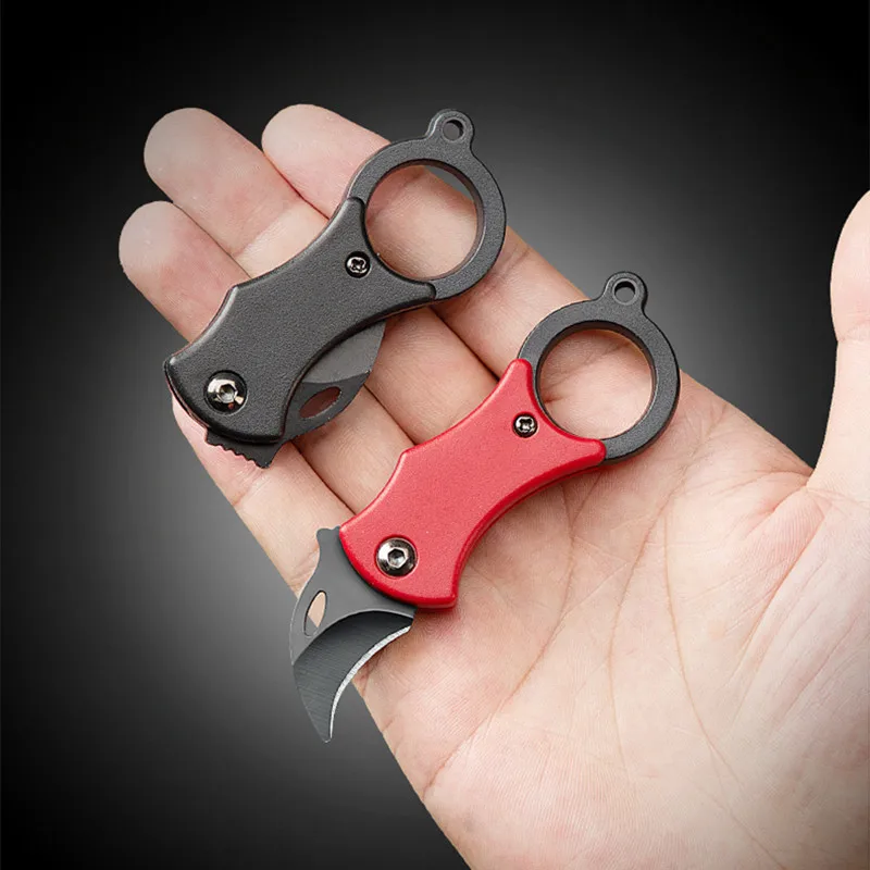 Mini llavero, cuchillo de bolsillo de acero inoxidable, Mini cuchillo portátil pequeño para acampar, pelador, hoja fija, multiherramienta con cadena, 1 ud. - imagen 5