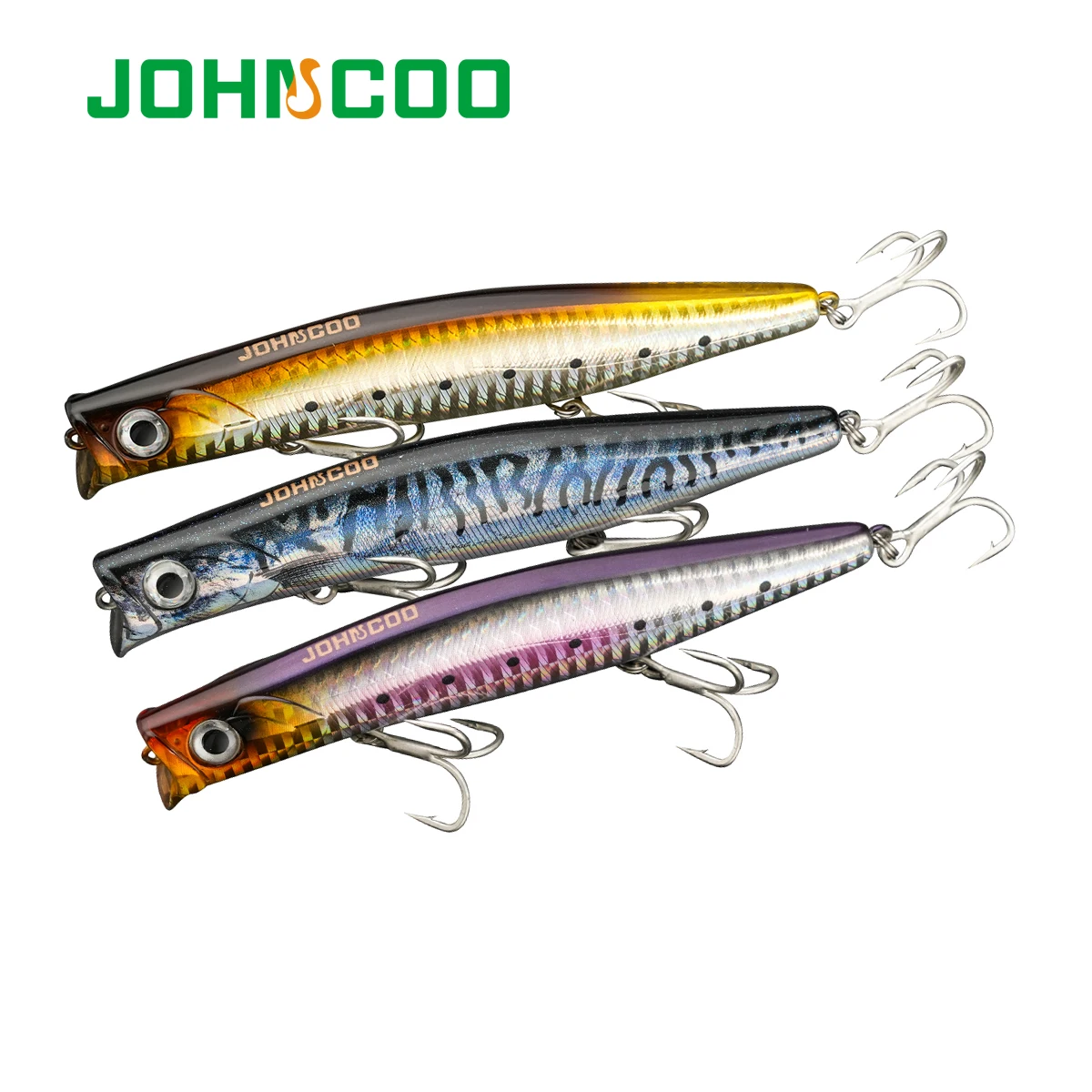 Señuelo de pececillo de fundición larga Johncoo, 12cm, 24g, pececillo flotante para pesca de lubina, cebo de pesca de Color impreso