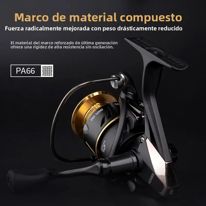 Nuevo Carrete giratorio 1000 ~ 7000 5,5:1 relación de engranaje, arrastre máximo de 22LB, carrete de pesca giratorio compuesto PA66 para agua dulce y salada - imagen 5