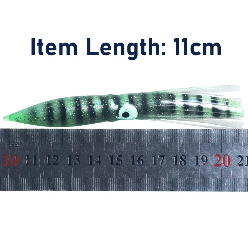 Señuelo de pulpo de 2 piezas para pesca, faldas de calamar, señuelo suave para curricán, Pesca de Mar de fundición larga, Wobbler de 11cm/5g, atún, pez vela - imagen 2