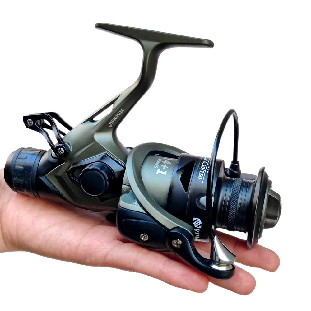 Carretes de pesca giratorios de doble freno delantero y trasero de carpa, carrete de línea Matel, herramientas de pesca, arrastre fuerte, relación de engranaje alta 5,5: 1 3000-6000 - imagen 2