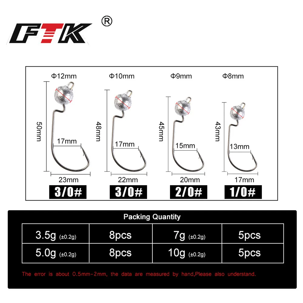 FTK-anzuelo de pesca con cabeza de anzuelo expuesta, anzuelo de gusano suave, 3,5g/5g, 8 Uds., 7g/10g, 5 uds., anzuelo de manivela para Jigging, aparejos de pesca para Lucio - imagen 3