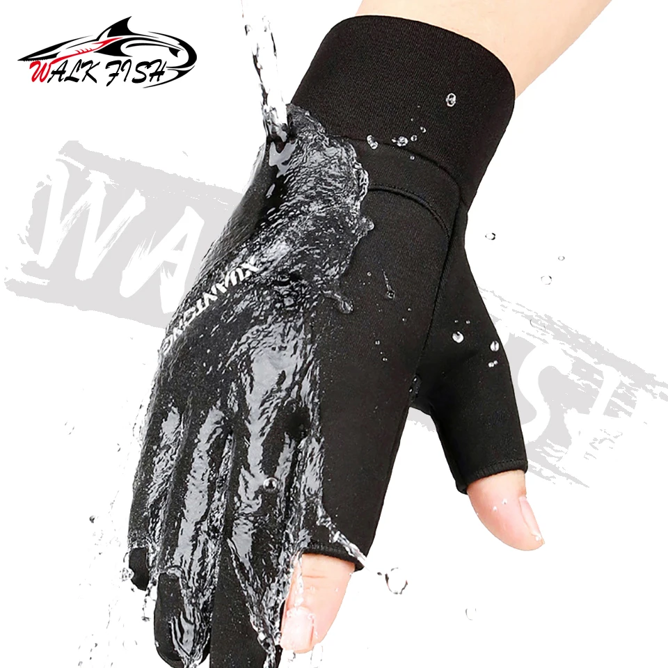 WALK FISH 1 par de guantes de pesca de invierno para deportes al aire libre 2 dedos mantener caliente antideslizante impermeable bicicleta ciclismo guantes de pesca - imagen 4