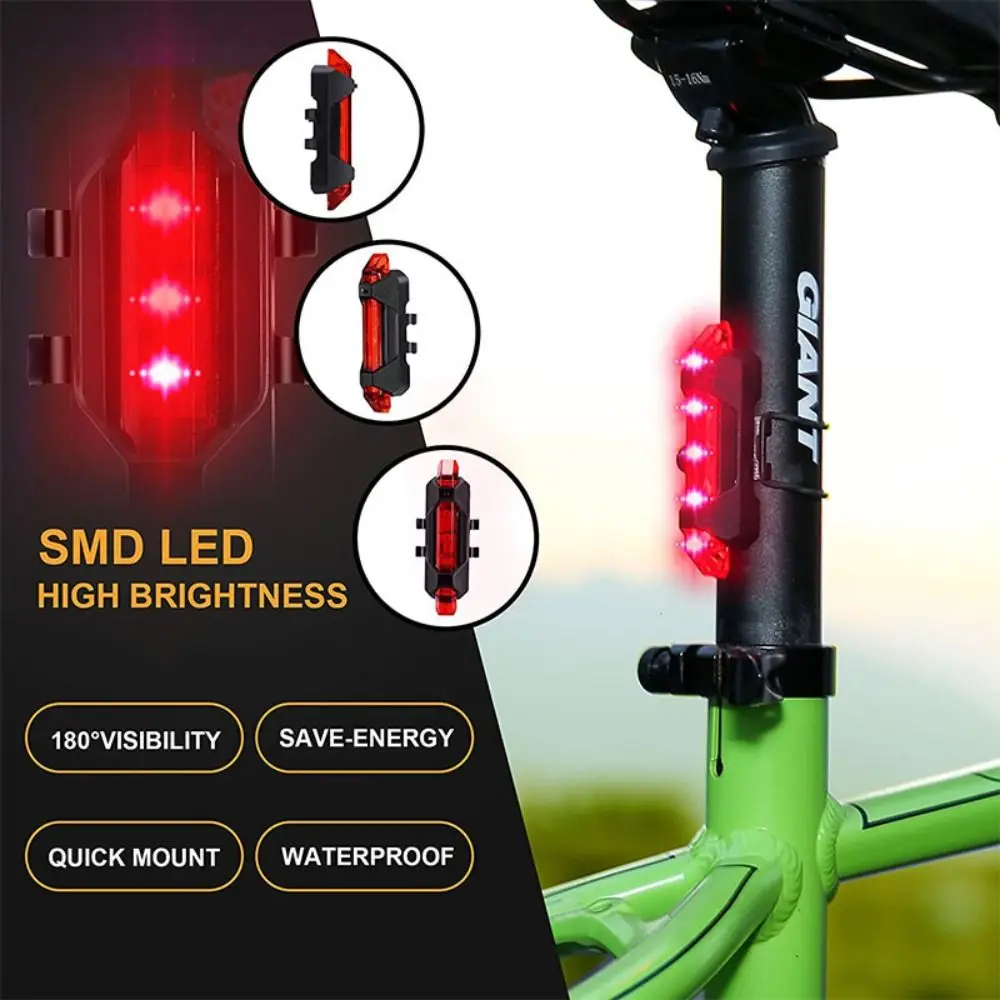 Luz trasera LED para bicicleta con correas de montaje