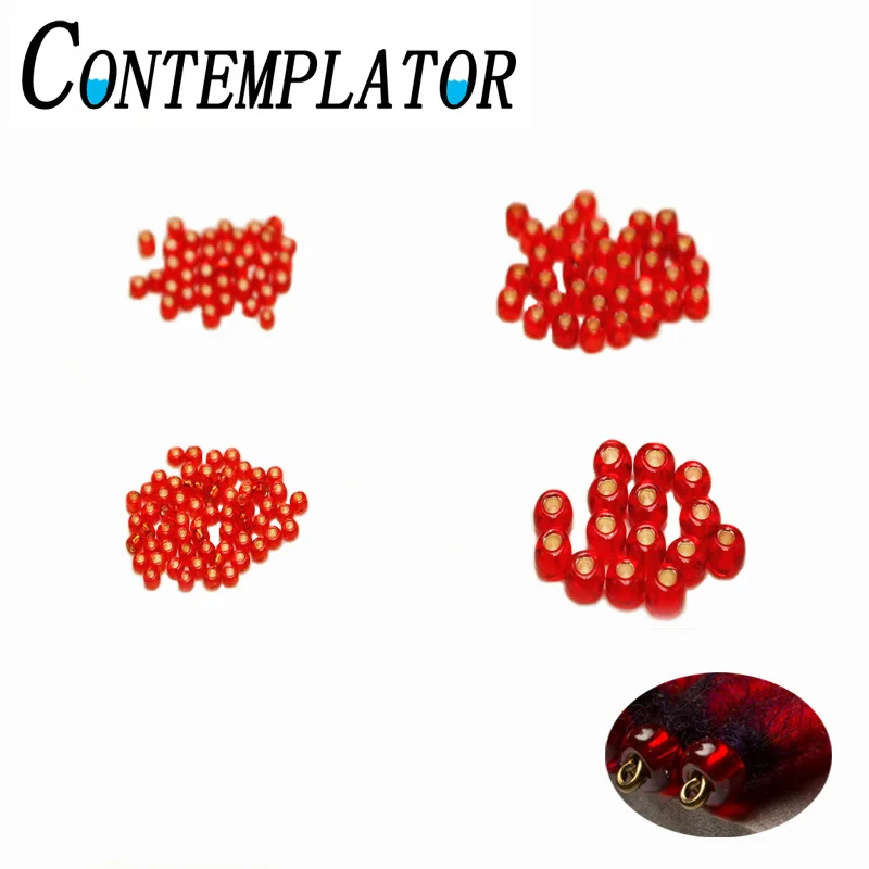 Cuentas de vidrio Contemplator rojo para montar moscas y bead head
