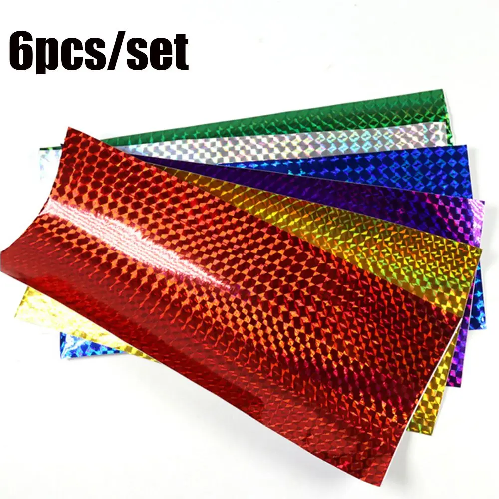 Durable 20 colores 7,5*10cm película adhesiva holográfica señuelo de pesca cinta Flash cambio de Color pegatina Material de atado de moscas - imagen 5