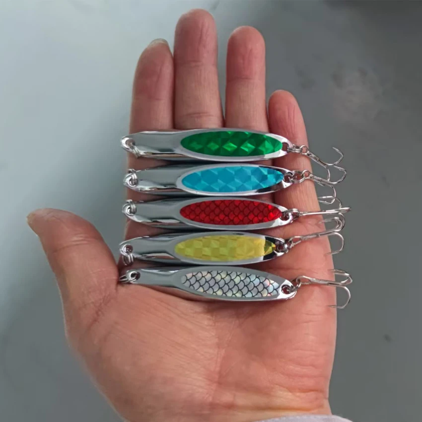 1PCS Silver-plated Metal Vib Spinners Spoon Lures With Laser Lure Sticker Artificial Fish Scale Skin Spoon Lure Hard Bait 5g-20g - imagen 2