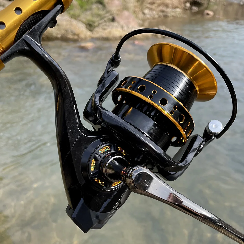 GHOTDA-carrete de Pesca giratorio serie 9000-12000, Ratio de engranaje 4,0: 1, carrete de línea de Metal completo, aparejos de rueda de Pesca - imagen 3