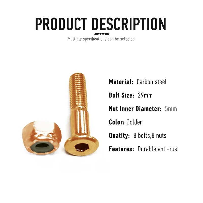 Tornillos para Longboard, 8 piezas, 29mm, Hardware para monopatín, Riserpad, piezas de balancín doble, Envío Gratis - imagen 4