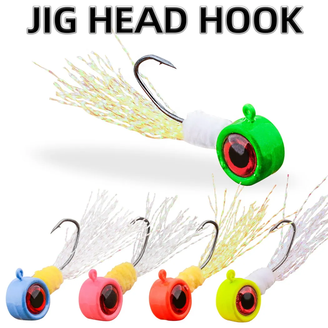 25 uds pesca tipo de pez Jig Head Marabú pluma Jig Head gancho señuelo bola redonda para lubina trucha Walleye Panfish Bluegill 1,75g-5g - imagen 5