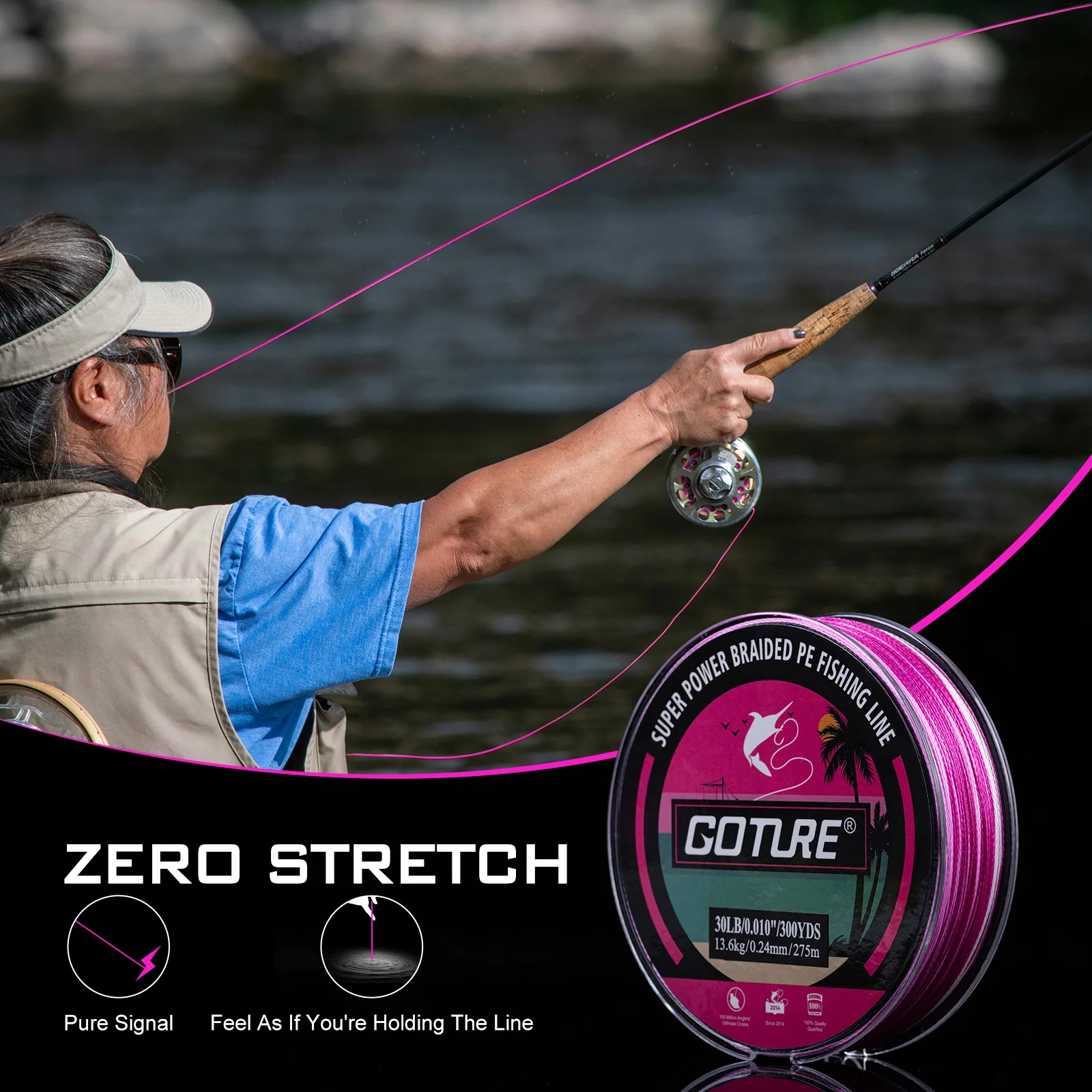 Línea de Pesca de PE trenzada superpotencia de 4/8 hebras Goture, 300YDS, múltiples opciones LB, línea principal de agua salada de alta resistencia - imagen 5