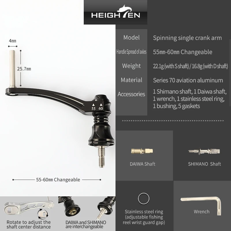 Accesorios de modificación de carrete de pesca de un solo eje HEIGHTEN 45-50mm 55-60mm 65-70mm herramientas de equipo de pesca compatibles con carretes - imagen 3
